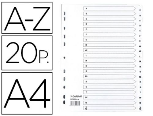 Separador exacompta cartolina branca a-z conjunto de 20 separadores din a4 11 furos , Exacompta , 156017 , 5016196003584